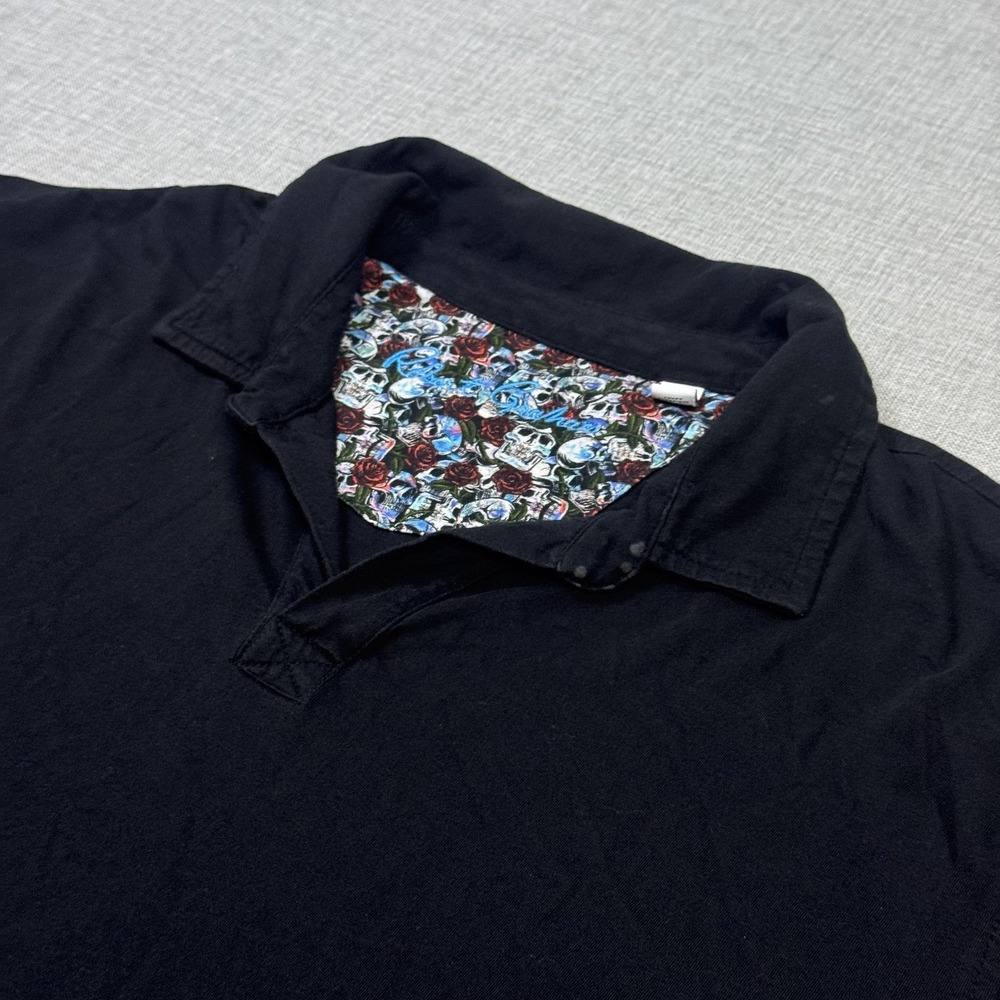 Robert Graham Polo Shirt Mens XL Black 50% Cotton 50% Modal Collared Embroidered